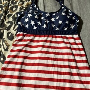 Womens American flag tankini top